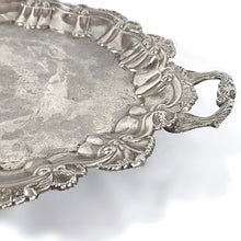 Cargar imagen en el visor de la galería, Antigua Bandeja de Servicio Baño Plata Estilo Barroco Vintage