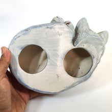 Cargar imagen en el visor de la galería, Antigua Figura Gatito Durmiendo Moño Vintage 80s Azul Retro