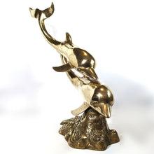 Cargar imagen en el visor de la galería, Antigua Escultura Delfines Bronce Grande Vintage 70s, 3.8 kg