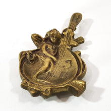 Cargar imagen en el visor de la galería, Antigua Jabonera Cenicero Bronce Querubín Mandolina Barroco