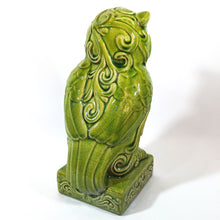 Cargar imagen en el visor de la galería, Antiguo Búho Cerámica Vintage Craquelado Verde 26 cm