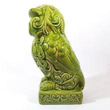 Cargar imagen en el visor de la galería, Antiguo Búho Cerámica Vintage Craquelado Verde 26 cm