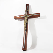 Cargar imagen en el visor de la galería, Antiguo Cristo Metal Chapa De Oro Y Madera, 50 Cm, Merlin