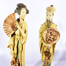 Cargar imagen en el visor de la galería, Antiguo Par Figuras Asiáticas Hechas En Italia, En Resina