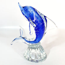 Cargar imagen en el visor de la galería, Antiguo Delfín Cristal Murano Azul Coleccionable Vintage