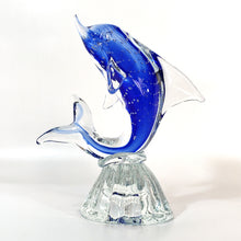 Cargar imagen en el visor de la galería, Antiguo Delfín Cristal Murano Azul Coleccionable Vintage
