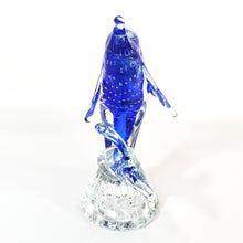 Cargar imagen en el visor de la galería, Antiguo Delfín Cristal Murano Azul Coleccionable Vintage