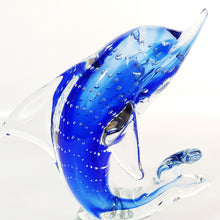 Cargar imagen en el visor de la galería, Antiguo Delfín Cristal Murano Azul Coleccionable Vintage