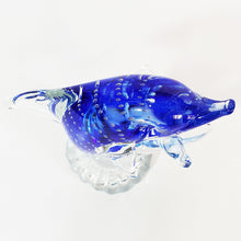 Cargar imagen en el visor de la galería, Antiguo Delfín Cristal Murano Azul Coleccionable Vintage