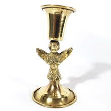Cargar imagen en el visor de la galería, Antiguo Portavelas Querubín Bronce Pequeño Candelabro Vintage