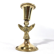 Cargar imagen en el visor de la galería, Antiguo Portavelas Querubín Bronce Pequeño Candelabro Vintage