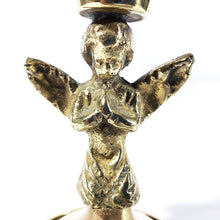 Cargar imagen en el visor de la galería, Antiguo Portavelas Querubín Bronce Pequeño Candelabro Vintage