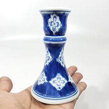 Cargar imagen en el visor de la galería, Portavelas Vintage Porcelana Azul Silvestri Hecho a Mano