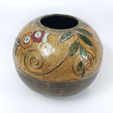 Cargar imagen en el visor de la galería, Florero Antiguo Bronce Esmaltado Recipiente Esfera Vintage