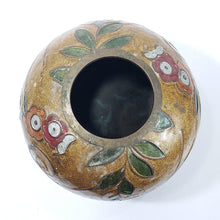 Cargar imagen en el visor de la galería, Florero Antiguo Bronce Esmaltado Recipiente Esfera Vintage
