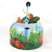 Cargar imagen en el visor de la galería, Tetera Decorativa Antigua Pintada Óleo Cosecha y Vegetales