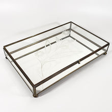 Cargar imagen en el visor de la galería, Caja Alhajera Artesanal Vintage Vidrio Esmerilado Latón Espejo