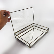 Cargar imagen en el visor de la galería, Caja Alhajera Artesanal Vintage Vidrio Esmerilado Latón Espejo