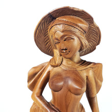 Cargar imagen en el visor de la galería, Escultura Antigua Madera Tallada Dama Asiática Vintage 30 cm