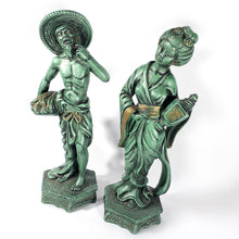 Cargar imagen en el visor de la galería, Esculturas Figuras Japonesas Geisha Agricultor Vintage Bronce