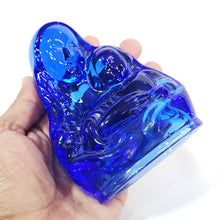 Cargar imagen en el visor de la galería, Escultura Virgen María y Jesús Cristal Murano Azul Vintage