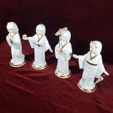 Cargar imagen en el visor de la galería, Antigua Juego Figuras Porcelana Montefiori Damas Japonesas Vintage