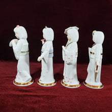 Cargar imagen en el visor de la galería, Antigua Juego Figuras Porcelana Montefiori Damas Japonesas Vintage