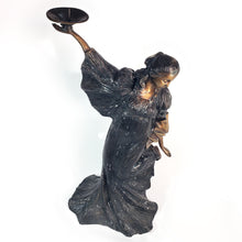 Cargar imagen en el visor de la galería, Antigua Escultura Metal Bronce Mujer Porta Cirio 9 kg, 52 cm