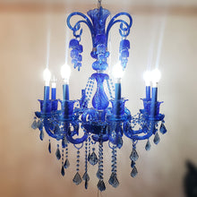 Cargar imagen en el visor de la galería, Antiguo Candil Cristal Réplica Descontinuado Baccarat Azul