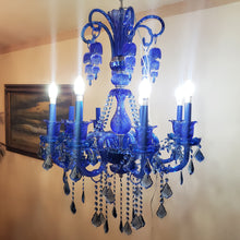 Cargar imagen en el visor de la galería, Antiguo Candil Cristal Réplica Descontinuado Baccarat Azul