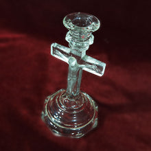 Cargar imagen en el visor de la galería, Porta Velas Cristo Cruz Cristal Candelabro Vintage 90s