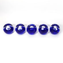 Cargar imagen en el visor de la galería, Juego 5 Portavelas Cristal Soplado Azul Vintage Candelabro 80s