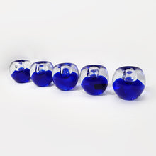 Cargar imagen en el visor de la galería, Juego 5 Portavelas Cristal Soplado Azul Vintage Candelabro 80s