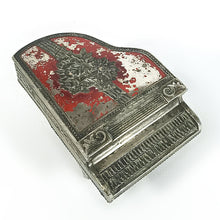 Cargar imagen en el visor de la galería, Antiguo Alhajero Piano Metálico Rosas Joyero Vintage 50s