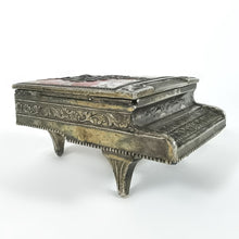 Cargar imagen en el visor de la galería, Antiguo Alhajero Piano Metálico Rosas Joyero Vintage 50s
