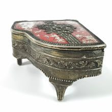 Cargar imagen en el visor de la galería, Antiguo Alhajero Piano Metálico Rosas Joyero Vintage 50s