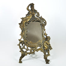 Cargar imagen en el visor de la galería, Antiguo Espejo Bronce Victoriano Art Nouveau Vintage