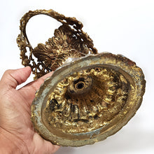 Cargar imagen en el visor de la galería, Antigua Base Centro Mesa Frutero Antiguo Baño Oro Vintage