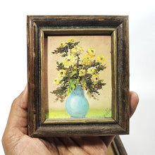 Cargar imagen en el visor de la galería, Par Cuadros Miniatura Óleo Vintage Floreros Coleccionables