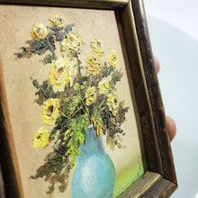 Cargar imagen en el visor de la galería, Par Cuadros Miniatura Óleo Vintage Floreros Coleccionables