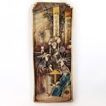 Cargar imagen en el visor de la galería, Antigua Placa Japonesa Escena Tradicional Relieve Vintage