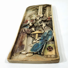 Cargar imagen en el visor de la galería, Antigua Placa Japonesa Escena Tradicional Relieve Vintage