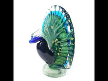 Cargar y reproducir el video en el visor de la galería, Figura Escultura Pavo Real Cristal Murano Vintage 2.7 kg