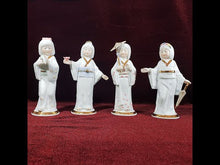 Cargar y reproducir el video en el visor de la galería, Antigua Juego Figuras Porcelana Montefiori Damas Japonesas Vintage