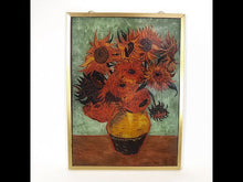 Cargar y reproducir el video en el visor de la galería, Cuadro Cristal Vang Gogh Girasoles Glassmasters Vintage 80s