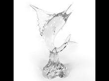 Cargar y reproducir el video en el visor de la galería, Escultura Pez Espada Cristal Estilo Murano Vidrio Grande 3 Kg