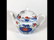 Cargar y reproducir el video en el visor de la galería, Antigua Tetera Cerámica Williams Sonoma Motivos Asiáticos Vintage