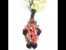 Cargar y reproducir el video en el visor de la galería, Antigua Botella Florero Payaso Cristal Murano, Dañada Remate
