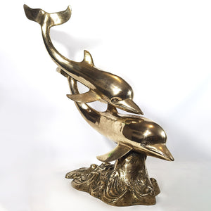 Antigua Escultura Delfines Bronce Grande Vintage 70s, 3.8 kg