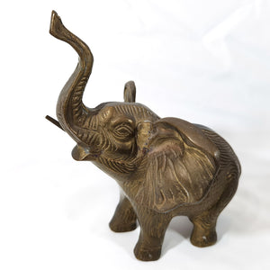 Antiguo Elefante Bronce India Vintage 70s, 1 Colmillo